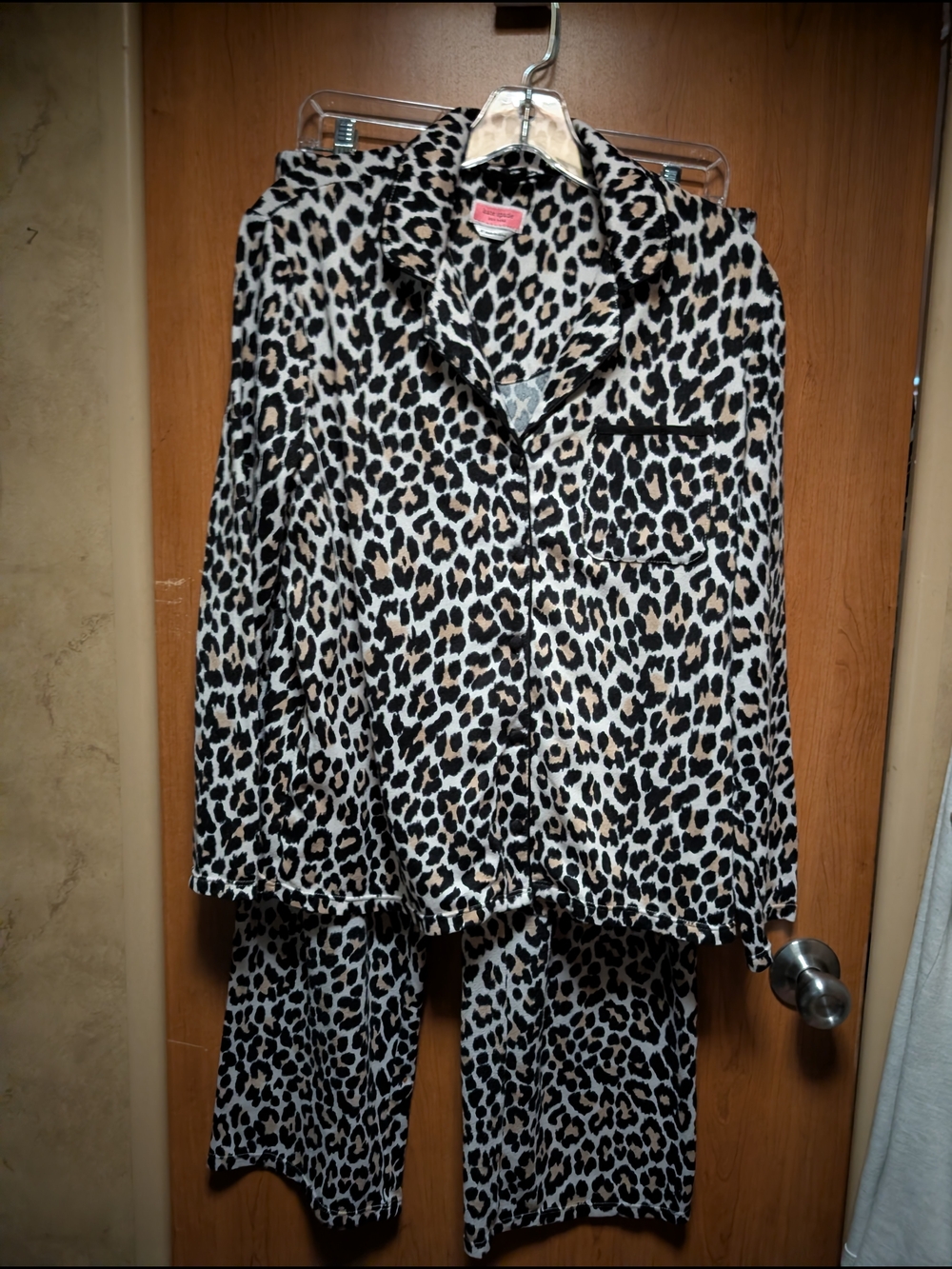 kate spade Leopard Print Pajama Set - Black, White & Tan